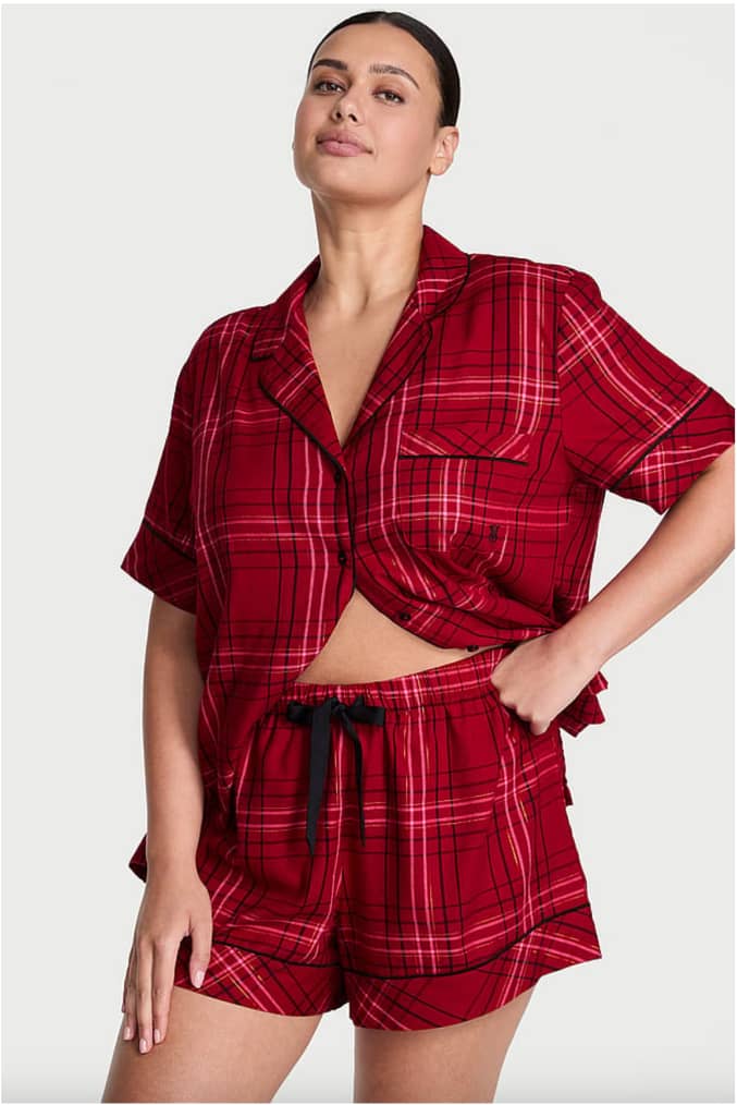 Christmas Tartan Flannel Short Pyjamas Set