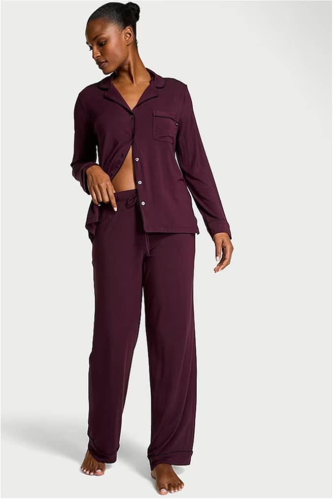 Winter Wine Purple Modal Long Pyjamas Set